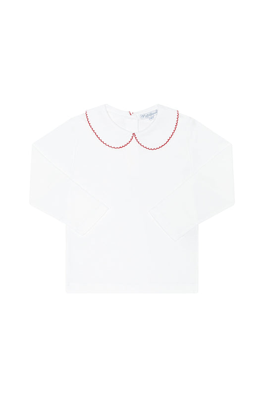 Elise Peter Pan Collared Shirt - Red
