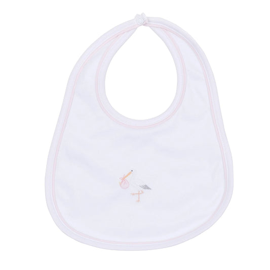 Vintage Stork Bib - Light Pink
